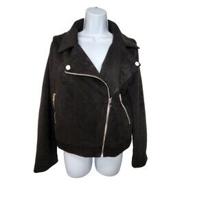 Apperloth A Woman's Faux Suede Motorcycle Jacket Size Medium